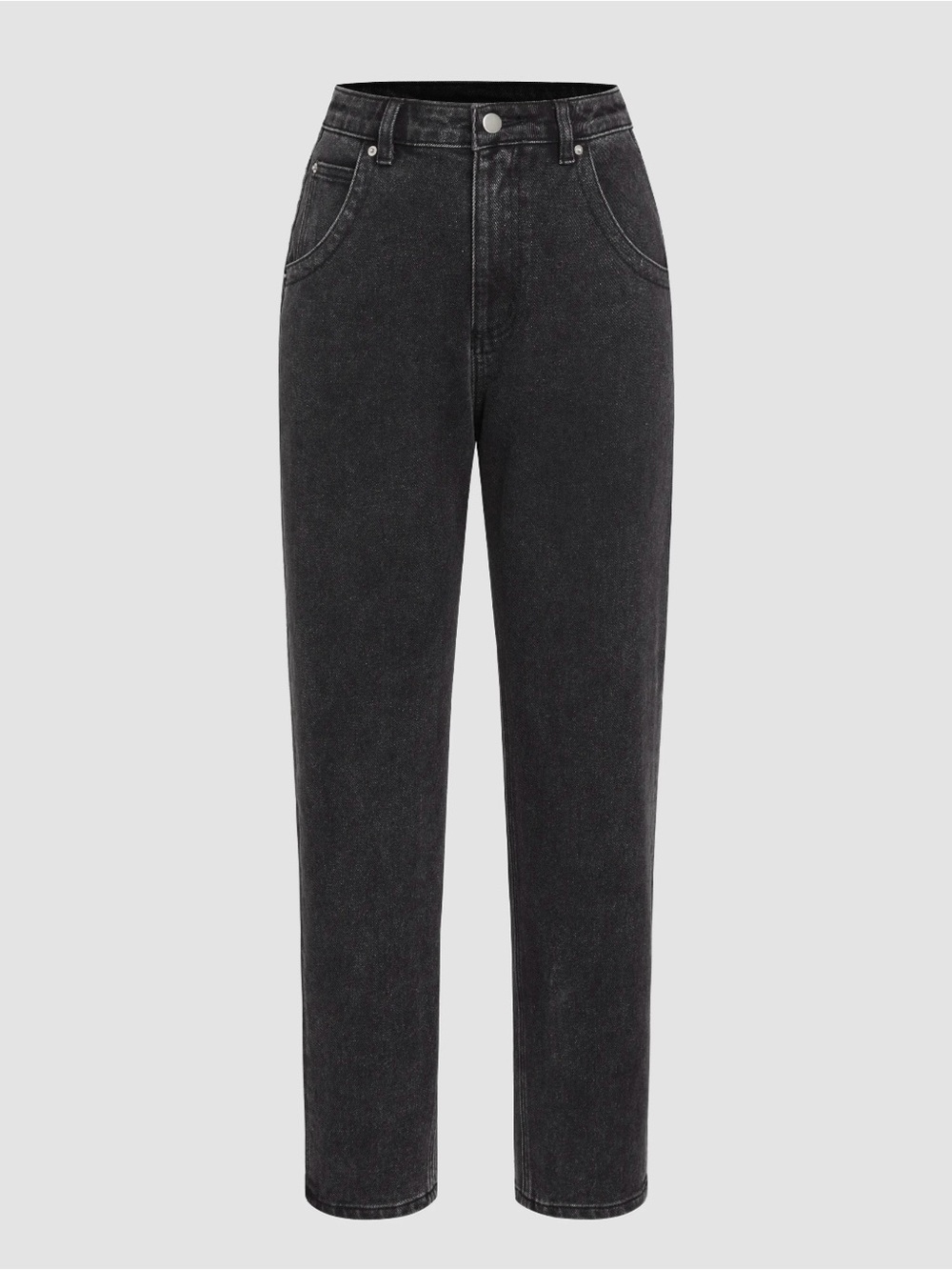 Denim High Rise/Waist Tapered, Cropped Jeans, Cuffed Ankle